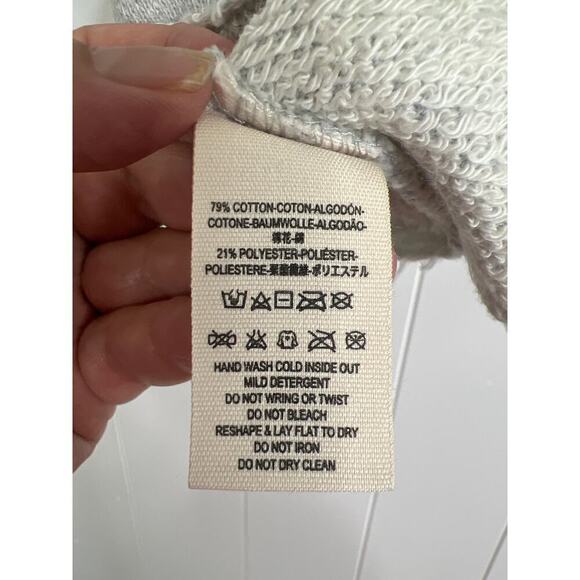 Free People Cropped Gray Sweatshirt with Bead and Lace Applica Size Large - Picture 6 of 7